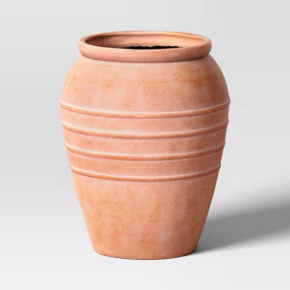 Classic Ribbed Composite‎ Indoor Outdoor Planter Pot Terracotta Pink - Threshold
